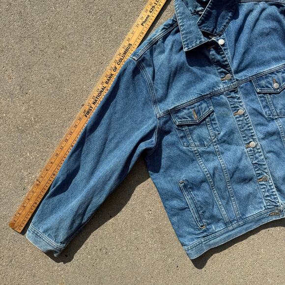 Vintage Y2K Eddie Bauer Jean Trucker Jacket Blue Denim Womens XXL gorpcore boho - Picture 8 of 10